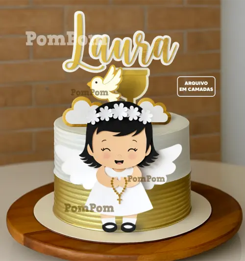 Topo de Bolo batismo Menina