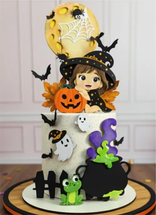 Arquivo de Corte Topo de Bolo Halloween Menina Bruxinha