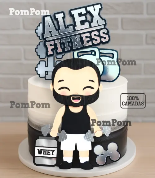 Topo de Bolo Academia Fitness Arquivo Silhouette Studio - Cópia