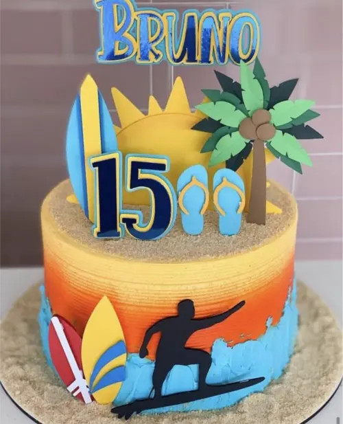 topo de bolo praia surf Arquivo de Corte Slhouette