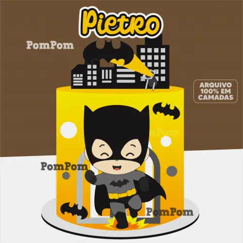 Topo de Bolo Batman baby Arquivo de corte silhouette studio