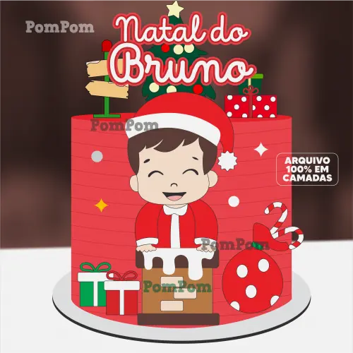 Topo de Bolo natal Menino  Arquivo Silhouette Studio