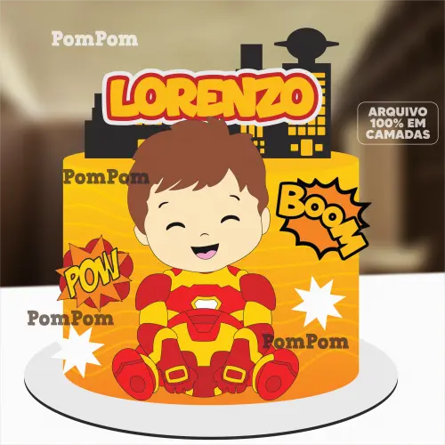 Topo de Bolo Vingadores Homem de Ferro Silhouette Studio