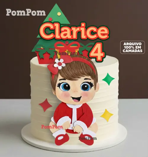 Topo de Bolo natal Menina Bebe Arquivo Silhouette Studio