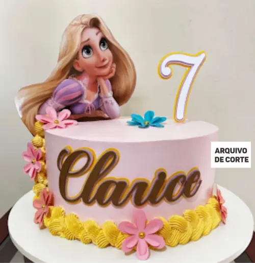 topo de  bolo enrolados rapunzel