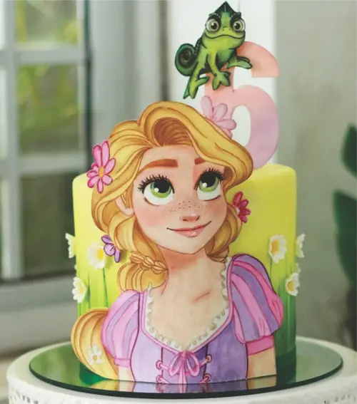 topo de  bolo enrolados rapunzel