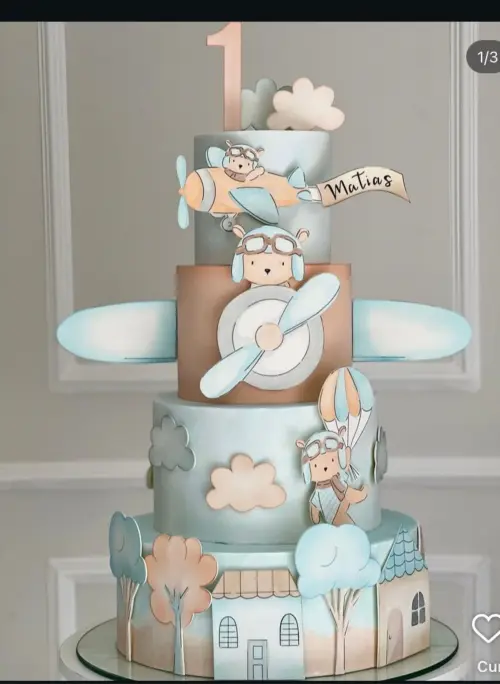 Topo de Bolo ursinho aviador