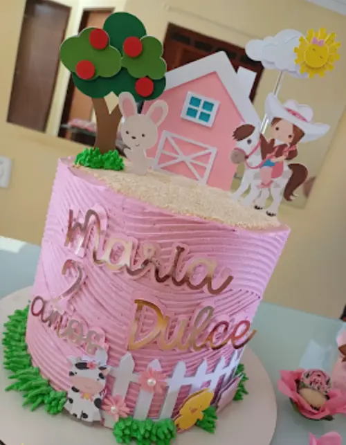 Topo de Bolo Fazendinha Rosa Menina