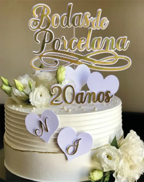 Topo de bolo bodas de porcelana
