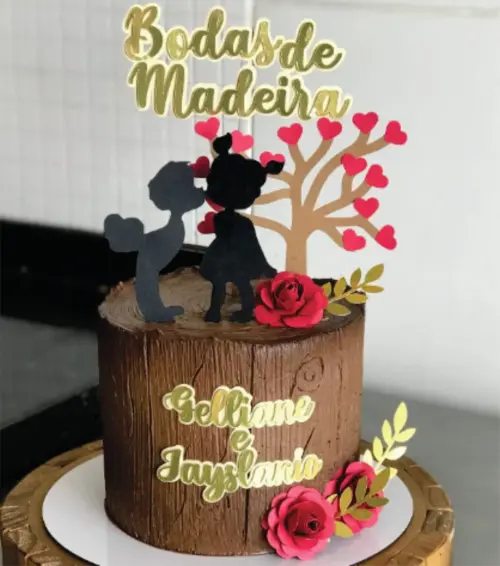 Topo de bolo bodas de madeira