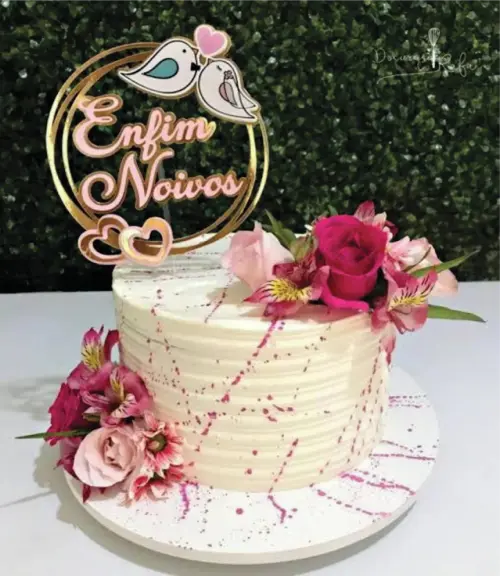 Topo de bolo enfim noivos