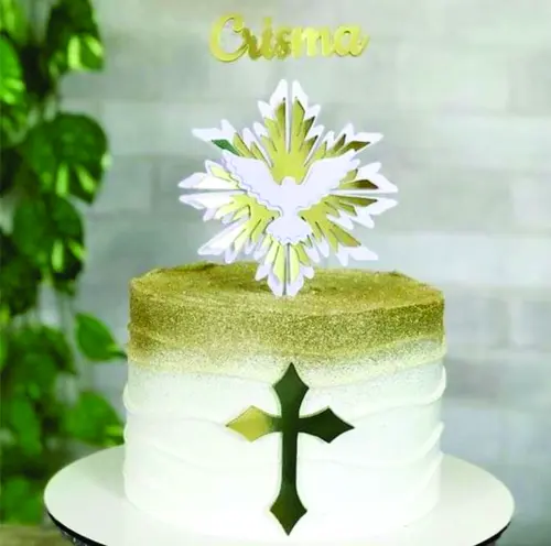 topo de bolo divino espirito santo crisma