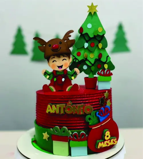 Topo de Bolo Meu primeiro natal Menino
