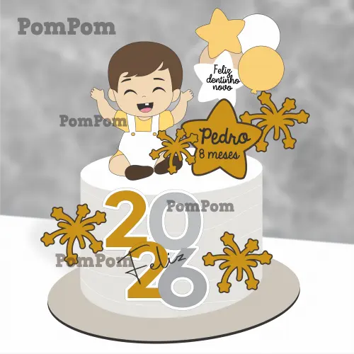 Topo de Bolo Reveillon Menino Arquivo Silhouette Studio - Cópia