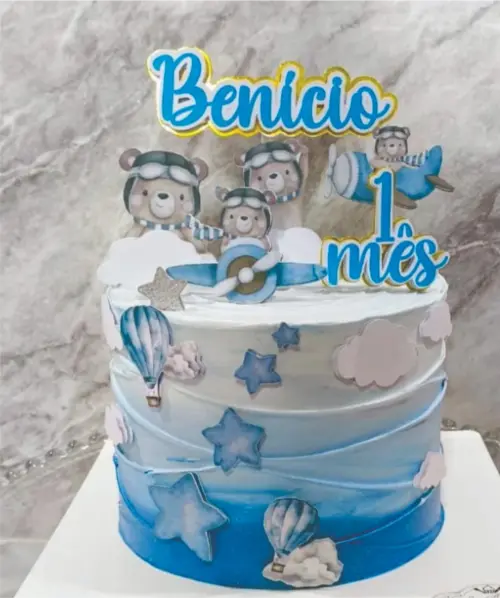 Topo de Bolo ursinho aviador