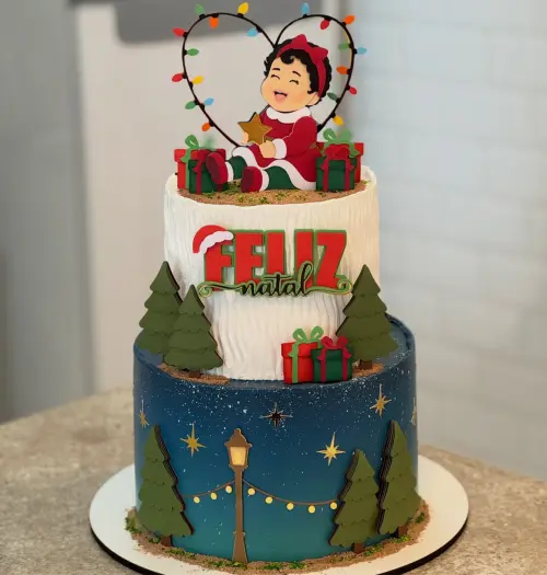 Topo de Bolo natal Menina Bebe Arquivo Silhouette Studio