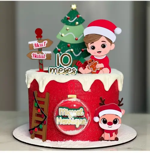 Topo de Bolo Meu primeiro natal Menino
