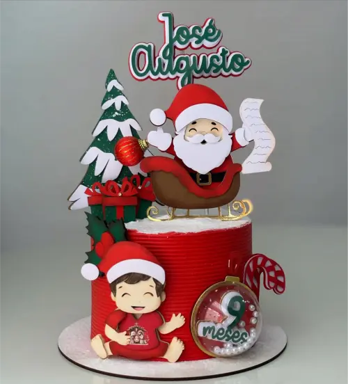 Topo de Bolo Meu primeiro natal Menino