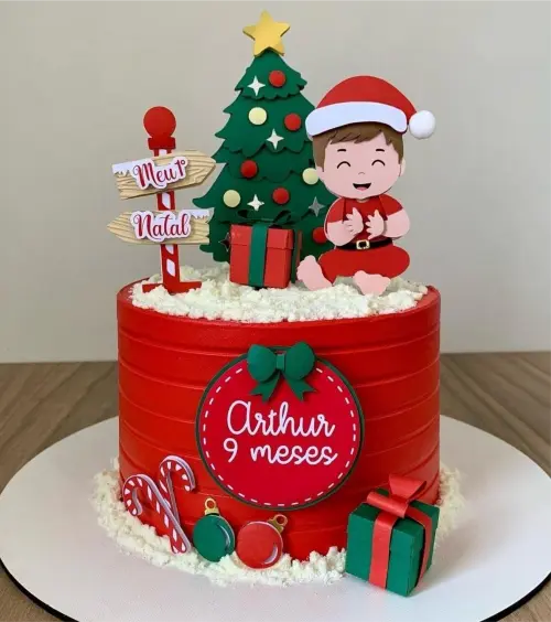 Topo de Bolo Meu primeiro natal Menino