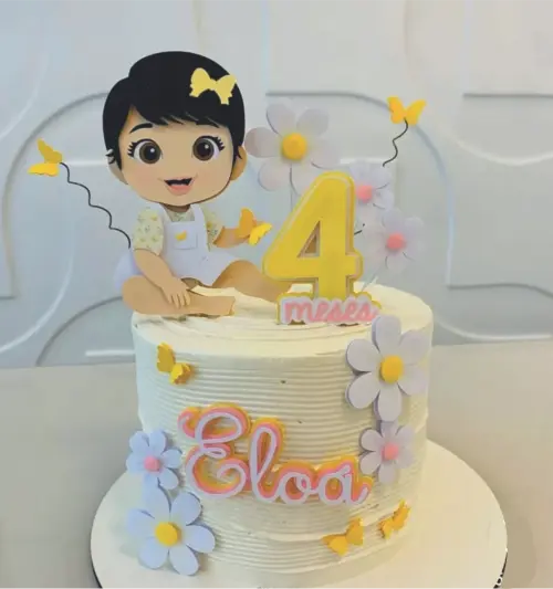 Arquivo de corte topo de bolo Flores margaridas Menina