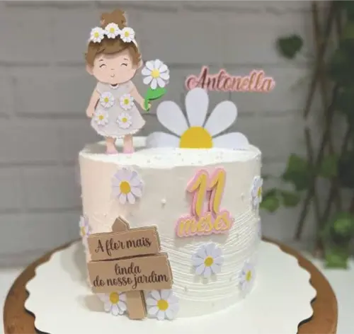 Arquivo de corte topo de bolo Flores margaridas Menina