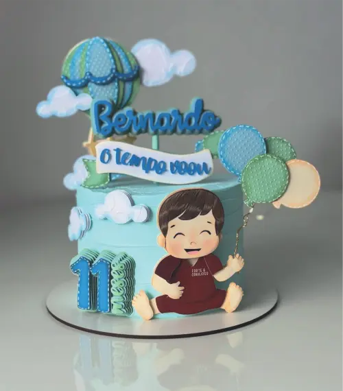 Topo de Bolo O Tempo Voa Ursinho Arquivo Silhouette