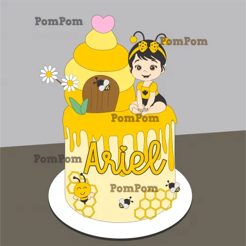 Topo de Bolo Abelhinha Menina Arquivo de Corte