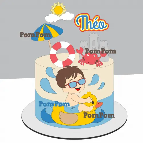 Topo de bolo verão menino Arquivo de Corte Silhouette