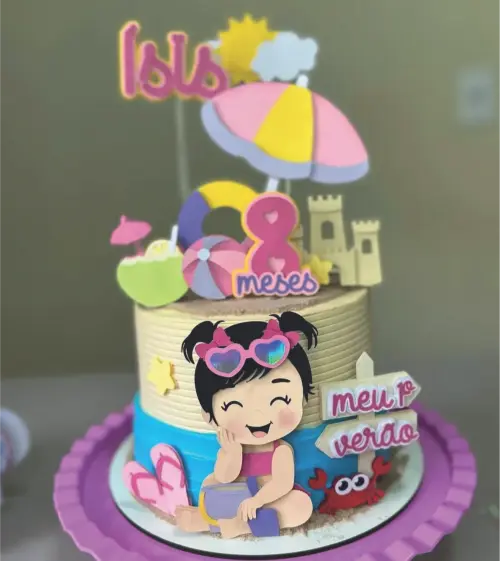 Topo de bolo verão pool party menina Arquivo de Corte Silhouette