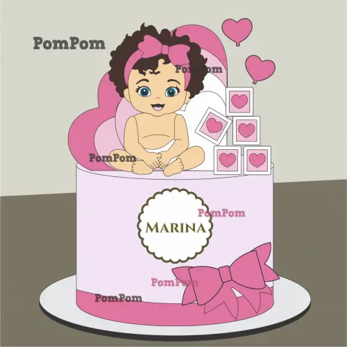 Topo de bolo Mesversário rosa Menina