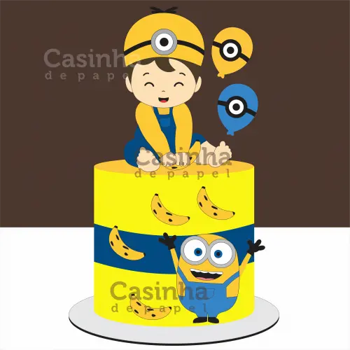 Topo de bolo minnions menino baby