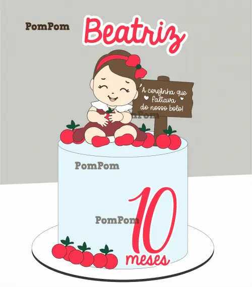 Arquivo de Corte Topo de Bolo Cerejinha Baby