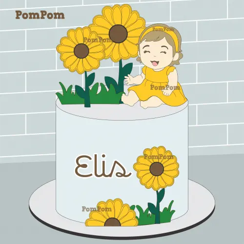 Arquivo de corte topo de bolo Girassol Menina