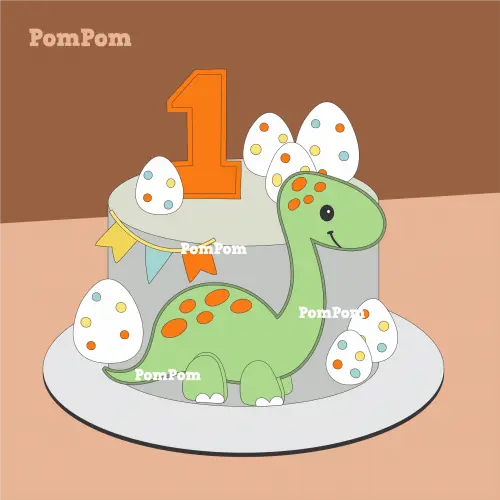 Topo de Bolo Arquivo de Corte Dinossauros Rosa Baby