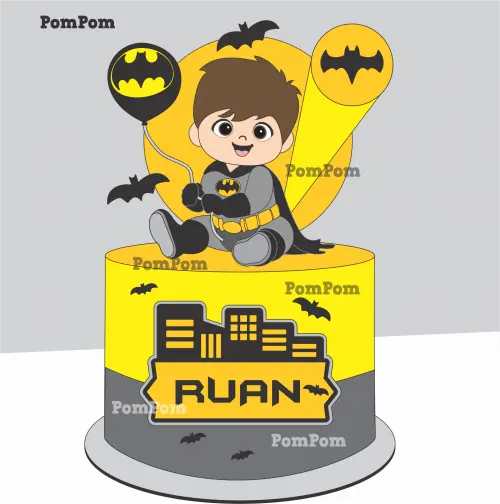 Topo de Bolo Batman baby Arquivo de corte silhouette studio