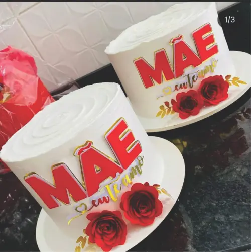 topo de bolo Mãe eu te amo
