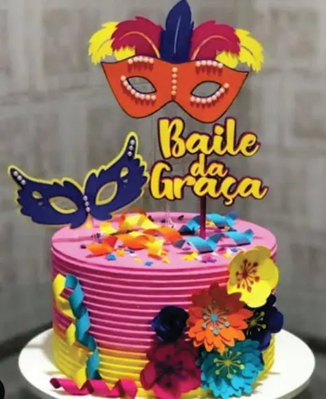 Topo de Bolo Bloquinho Máscaras