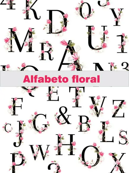 Kit Digital Alfabeto Floral