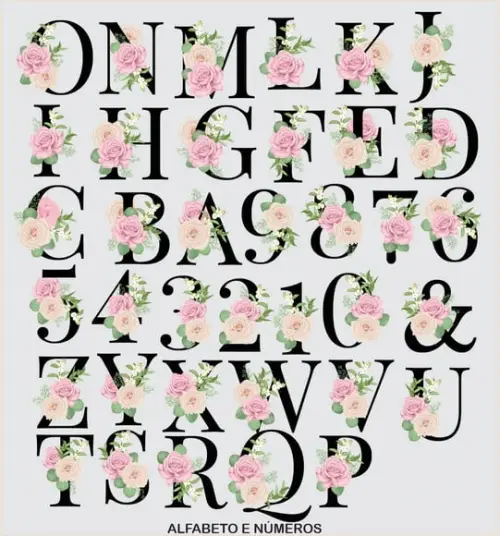 Kit Digital Alfabeto Floral