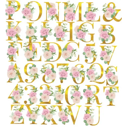 Kit Digital Alfabeto Floral