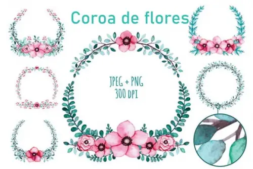 KIT DIGITAL FLORAL AQUARELA