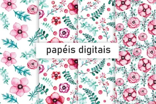 KIT DIGITAL FLORAL AQUARELA