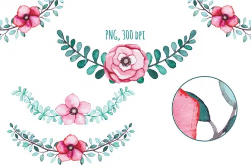 KIT DIGITAL FLORAL AQUARELA