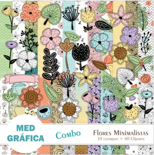 Kit digital flores minimalistas