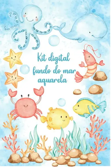 Kit Digital Fundo do Mar Aquarela