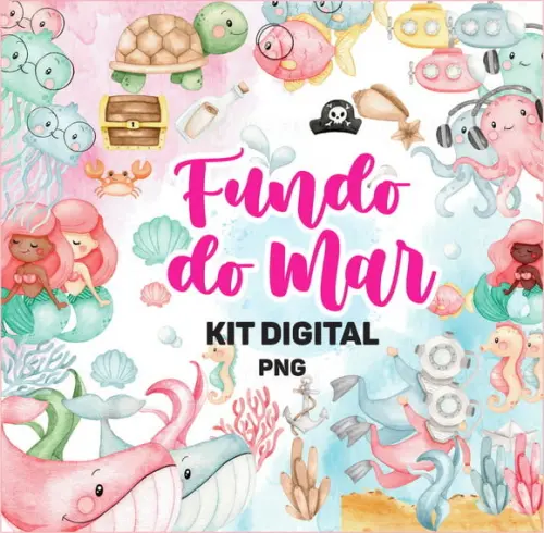 Kit Digital Fundo do Mar Aquarela