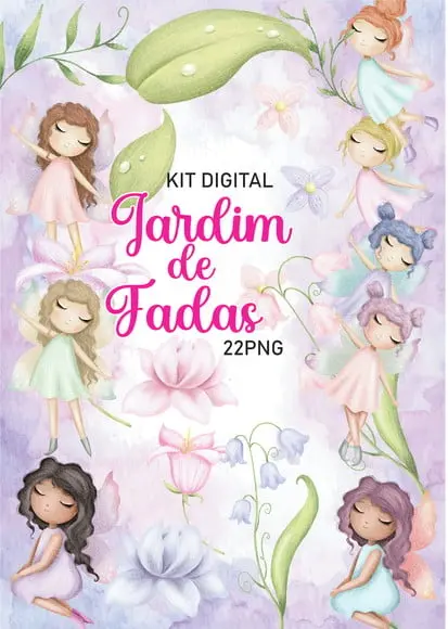 Kit Digital Jardim de Fadas Aquarela