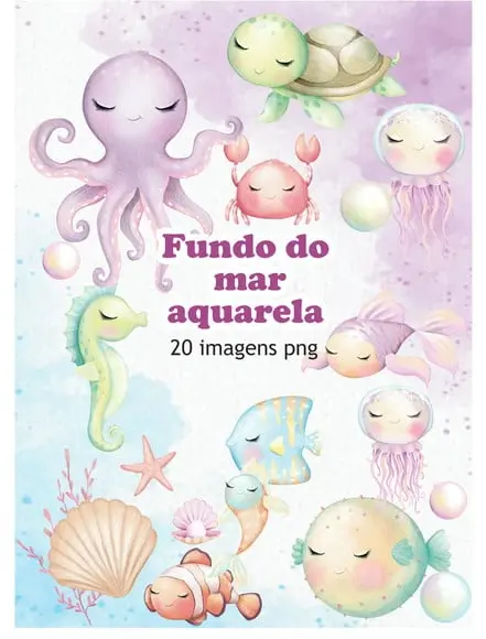 Kit Digital Fundo do Mar Aquarela