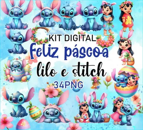 Kit Digital Lilo e Stitch Feliz Páscoa