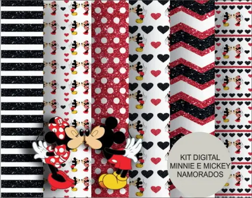 KIT DIGITAL MINNIE E MICKEY NAMORADOS